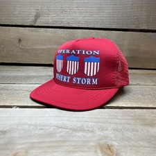 Vintage Operation Desert Storm Red Military History Snapback Trucker Hat Cap