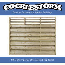 5ft High x 6ft Wide Timber European Elite Slatted Top Garden Fence Panel