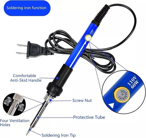 Cautin Para Soldar Esta±O Electrico 110V Kit Con Puntas Bomba De Desoldar 60W - Bild 3 von 7