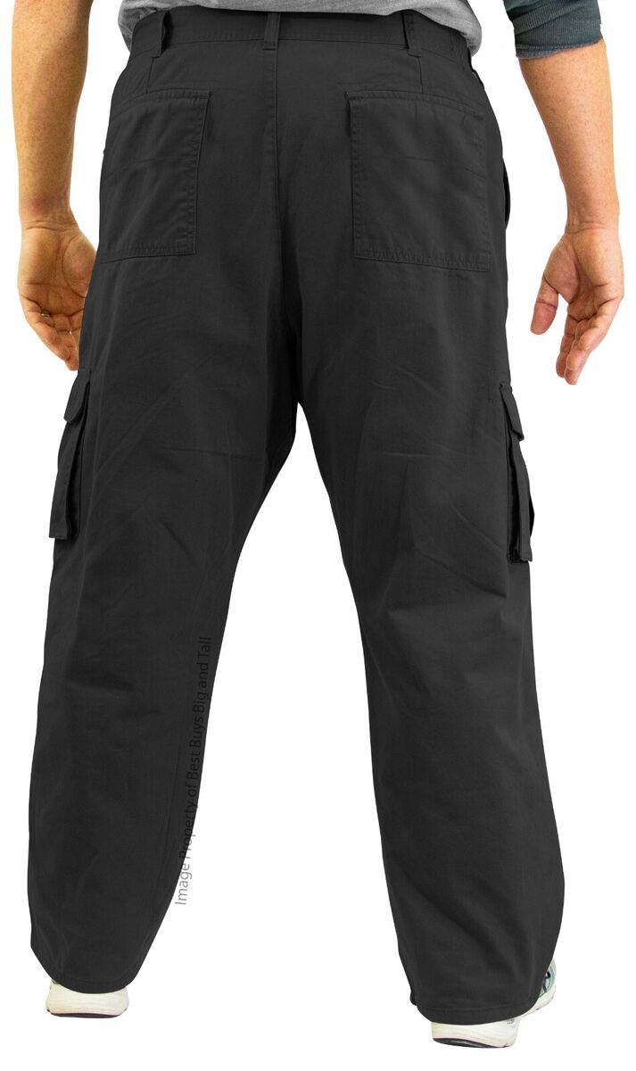 ROCXL Big & Tall Men's Cargo Pants Expandable Waist 100% Cotton