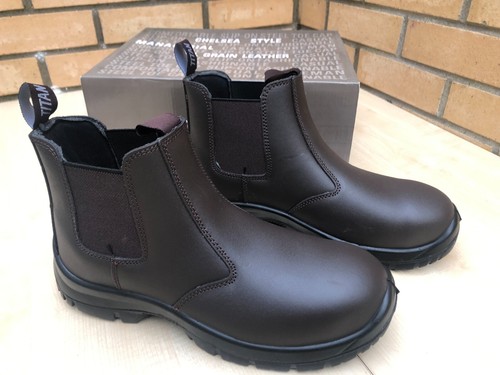 TITAN SAFETY BOOTS UK 7 FULL GRAIN LEATHER SLIP-ON CHELSEA DEALER STEEL TOE CAP - 第 1/9 張圖片