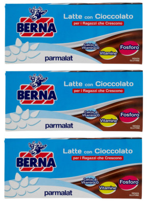 3x Parmalat Berna Latte Con Cioccolato Milch mit Schokolade ( 3 x 200ml )