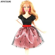 Black Red Fashion Doll Dress For 11.5" Doll Clothes V Neck Top Outfits 1/6 Toys