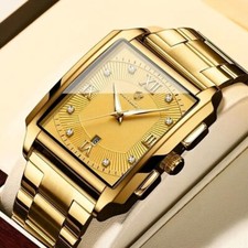 Reloj de lujo para hombre con movimiento de cuarzo calendario rectangular acero