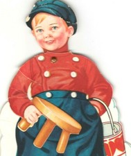 1920-30s Carrington Farm Milking Dutch Boy Mechanical Standing Valentine Card