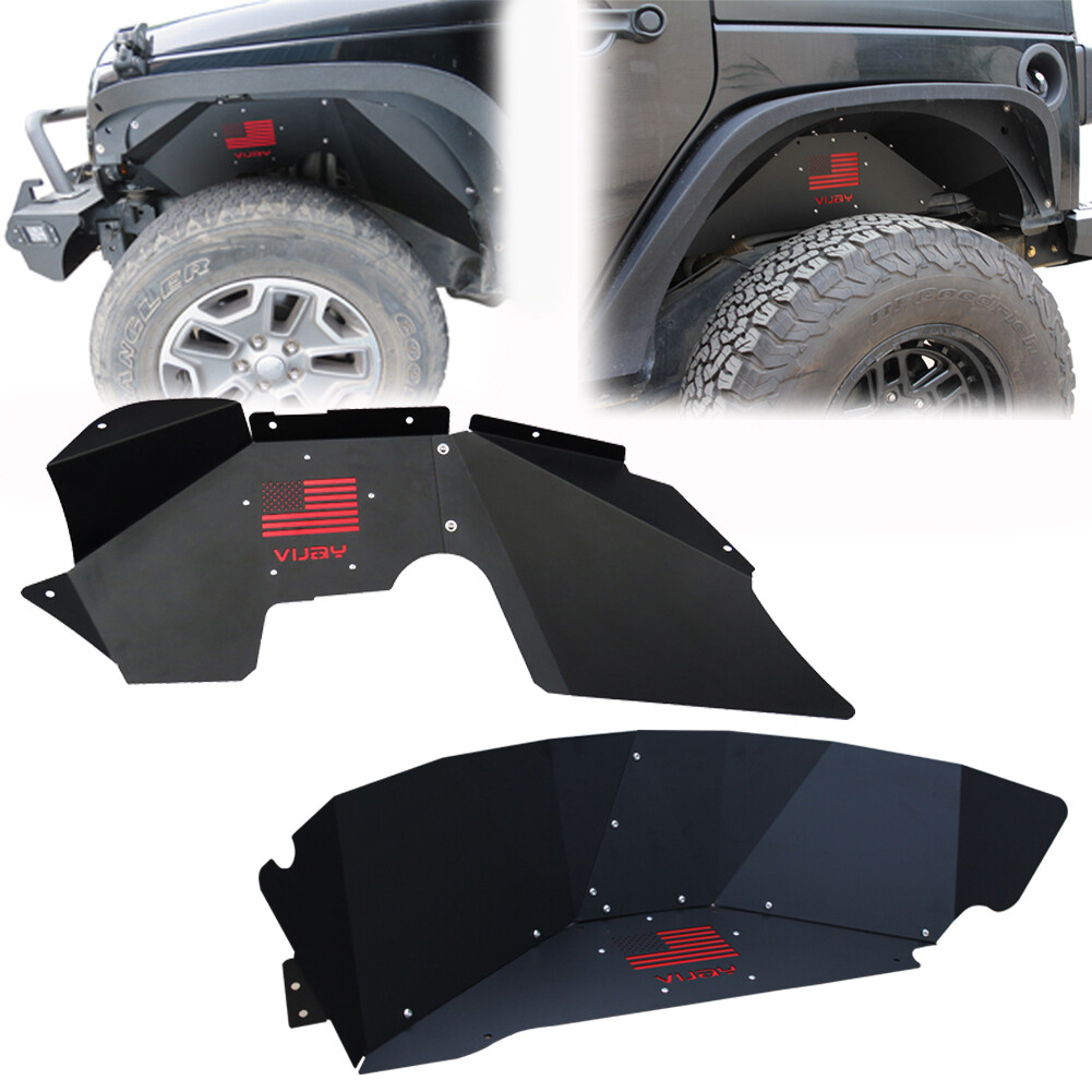 For 2007-2017 Jeep Wrangler JK/JKU Black Front & Rear Inner Fender Liners