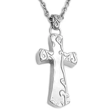 Cross Necklace Stainless Steel vine pattern pendant necklace By Controse