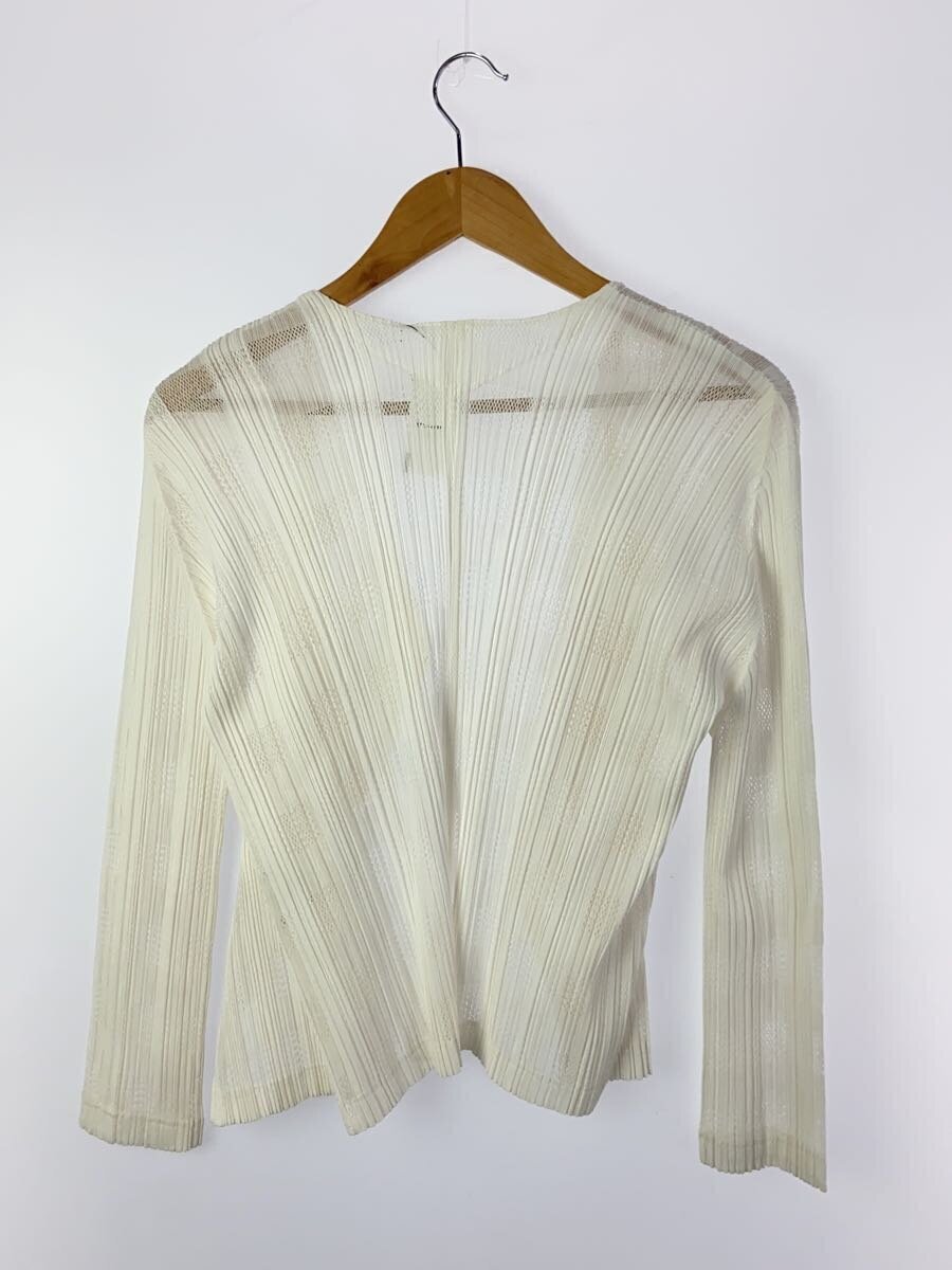 PLEATS PLEASE ISSEY MIYAKE◆カーディガン(薄手)/3/ポリエステル/WHT/PP63-J0553 PLEATS PLEASE ISSEY MIYAKE ◇ Cardigan (thin) / 3