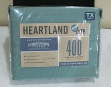 Heartland Twin XL Sheet Set 400 Thread Count Flat, Fitted & Pillowcase College 