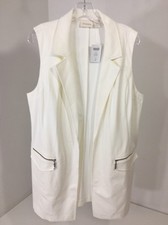 CHICO'S WOMEN'S LONG MODERN VEST JACKET ANTIQUE WHITE SIZE 2 NWT 129