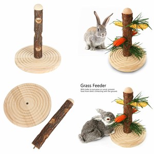Wooden Grass Hay Feeder Bracket Small Pets Rabbit Guinea Pig