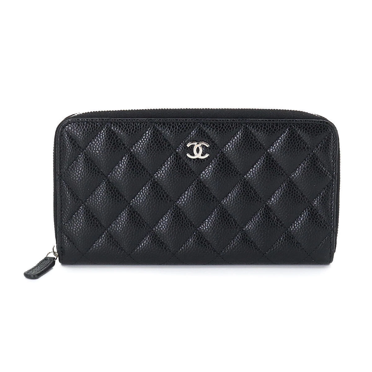 CHANEL Matelasse Classic Long Zipped Wallet Caviar Skin Black
