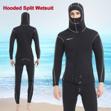 5MM Neoprene Hooded Wetsuit Split Front Zipper Surfing Deep Scuba Diving Suit