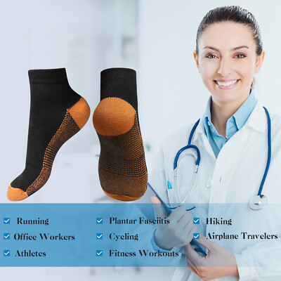 1-3 Pairs Compression Socks Ankle Athletic Cotton Socks Plantar Fasciitis Ankle