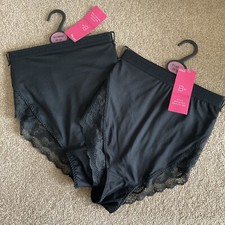 M S 2 x Size EXTRA LARGE 20-22 Boutique High Waisted Brazilian Knickers Black XL
