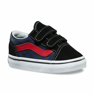 Vans Little Boys Old Skool V Sneakers Checkerboard Black Blue