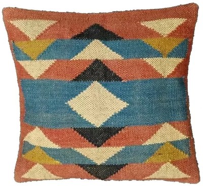 Vintage Cushion Cover 18x18'' Kilim Pillow Oushak Throw Aztec Couch Cushion