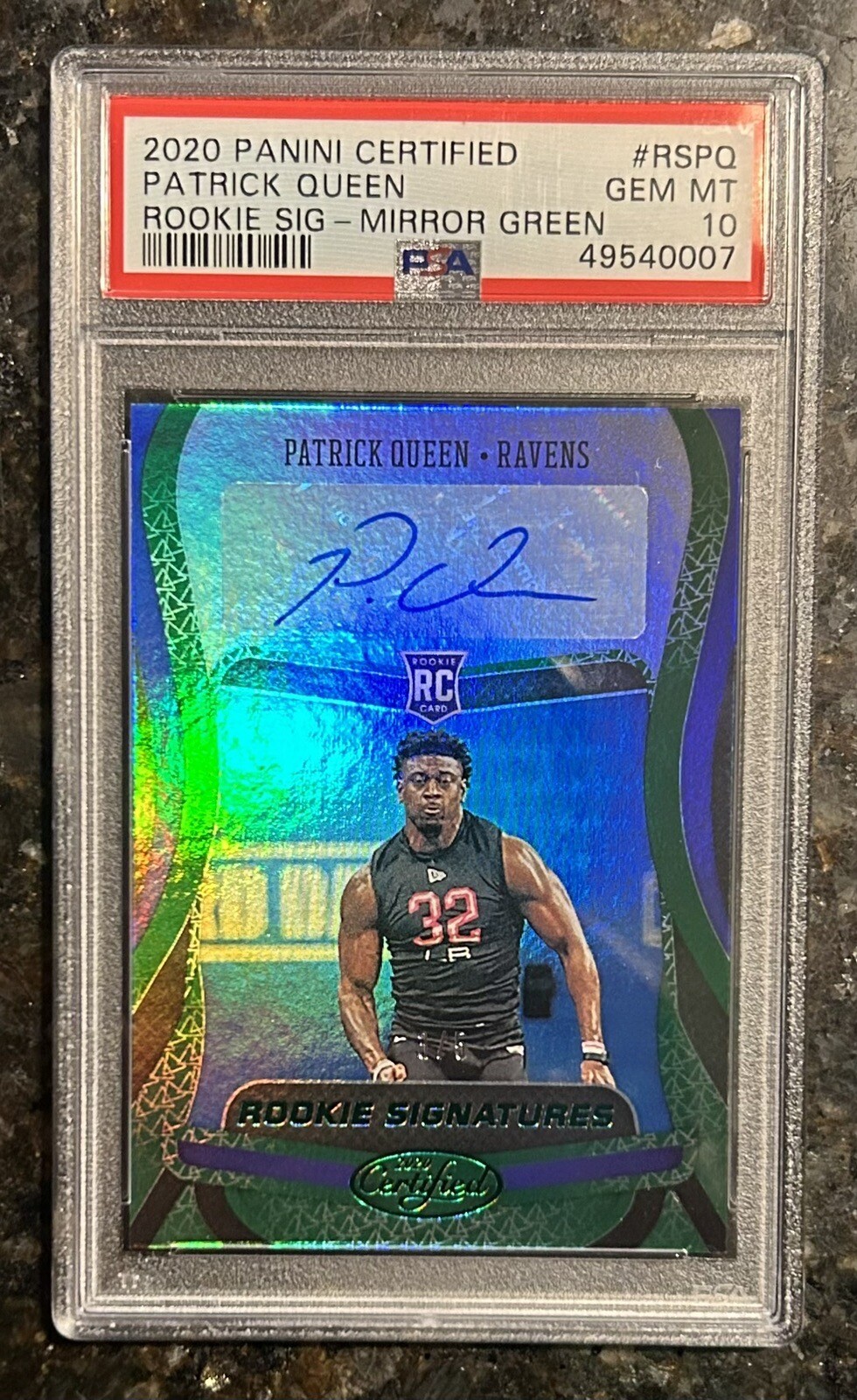 Patrick Queen Panini Certified Rookie Signatures #RSPQ Mirror Green