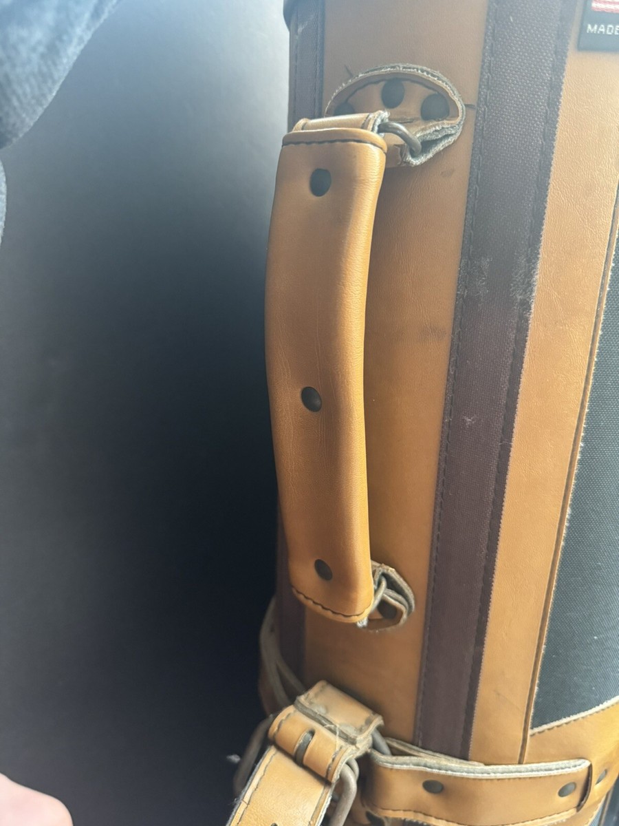 Vintage Ron Miller Pro Model Golf Bag Leather Green/Brown 6 Vintage Ron Miller Pro Model Golf Bag Leather Green/Brown 6
