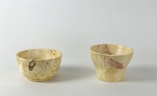 Pair of Hand Turned Box Elder Wood Bowl, Signed/Organic Modern