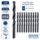 Box Of 10 x HSS Metric Jobber Drill Bits 1 - 13mm For Metal Steel Wood Plastic