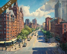 Boston with Boylston Street oil painting 8x10 Print