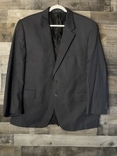 Lauren Ralph Lauren Mens Blazer Black Striped Two Button Closure Size 48R Wool
