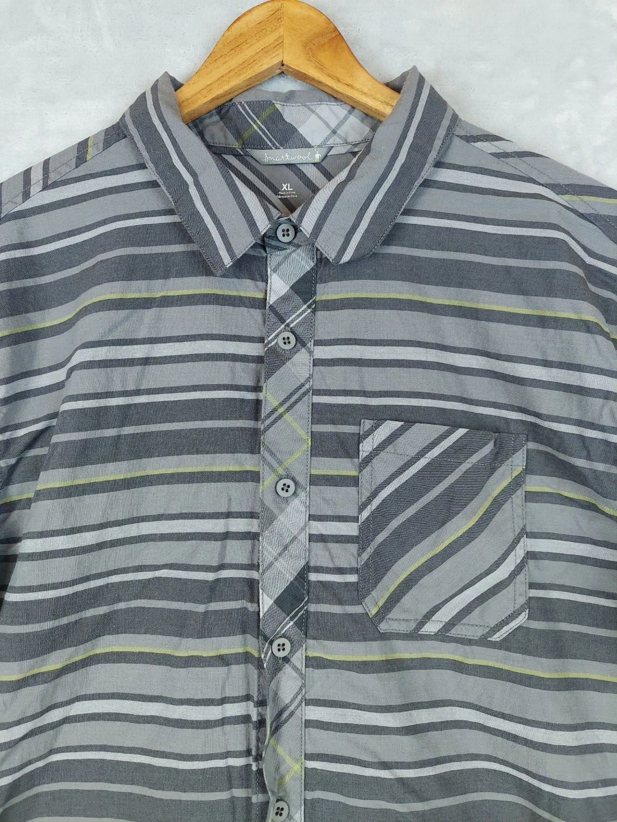 smartwool summit county striped button merino organic cotton shirt