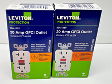 2X Leviton 20 Amp Self-Test SmartlockPro Slim Duplex GFCI Outlet, White GFNT2-RW