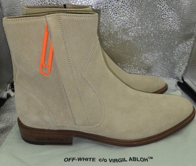 Off-White Suede Chelsea Boots 39 6M/8W Paperclip 
