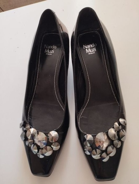 Women Heels Black Leather 37