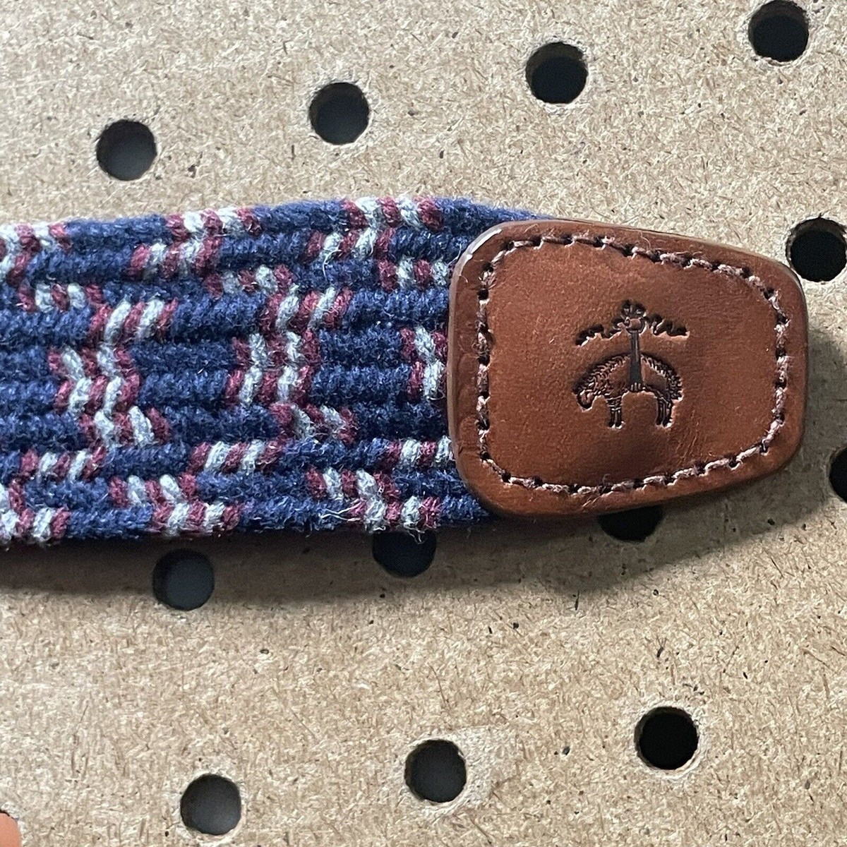 ♻️ NWOT Brooks Brothers Logo Jacquard Waist Belt Embroidered Leather Tab D-Ring Belt main image 3