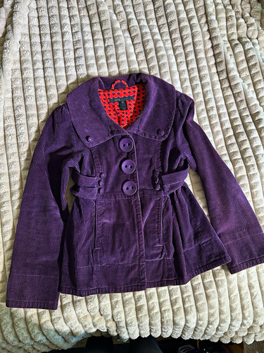Rare vintage Marc Jacobs Womens Corduroy Purple Lined Collared Jacket Size 4