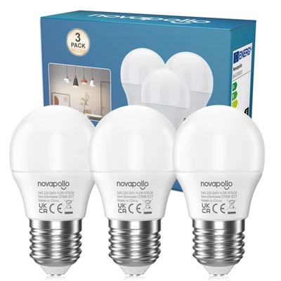 NOVAPOLLO 3/6/8x E27 Edison Screw Bulb G45 Golf Ball LED Bulbs 4.2W 2700K Warm Light Bulb