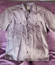 Dickies Men  s Flex Work Shirt Khaki Short Sleeve Button Up 2 Pockets, Sz L