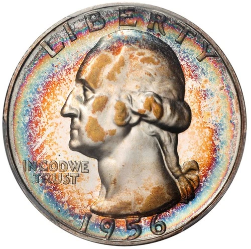 1956 Toned Washington Quarter Proof PCGS PR 67 PF 67 See Video Rainbow Toning
