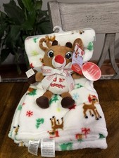 Rudolph Blanket and Plush - 60th Anniversary - Baby  s My First Rudolph - 30x34