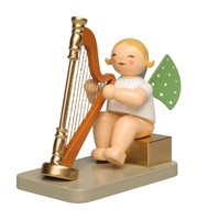 Wendt & KüHn Engel Mit Konzertharfe, Blond Sitzend, 650/2026/111, JubiläUm 2026
