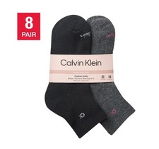 Calvin Klein Womens Socks Black White Gray 8-Pair High Quarter Cushioned Logo