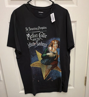 Old Navy Men s L Black Short Sleeve Crew Neck Smashing Pumpkins Graphic Tee