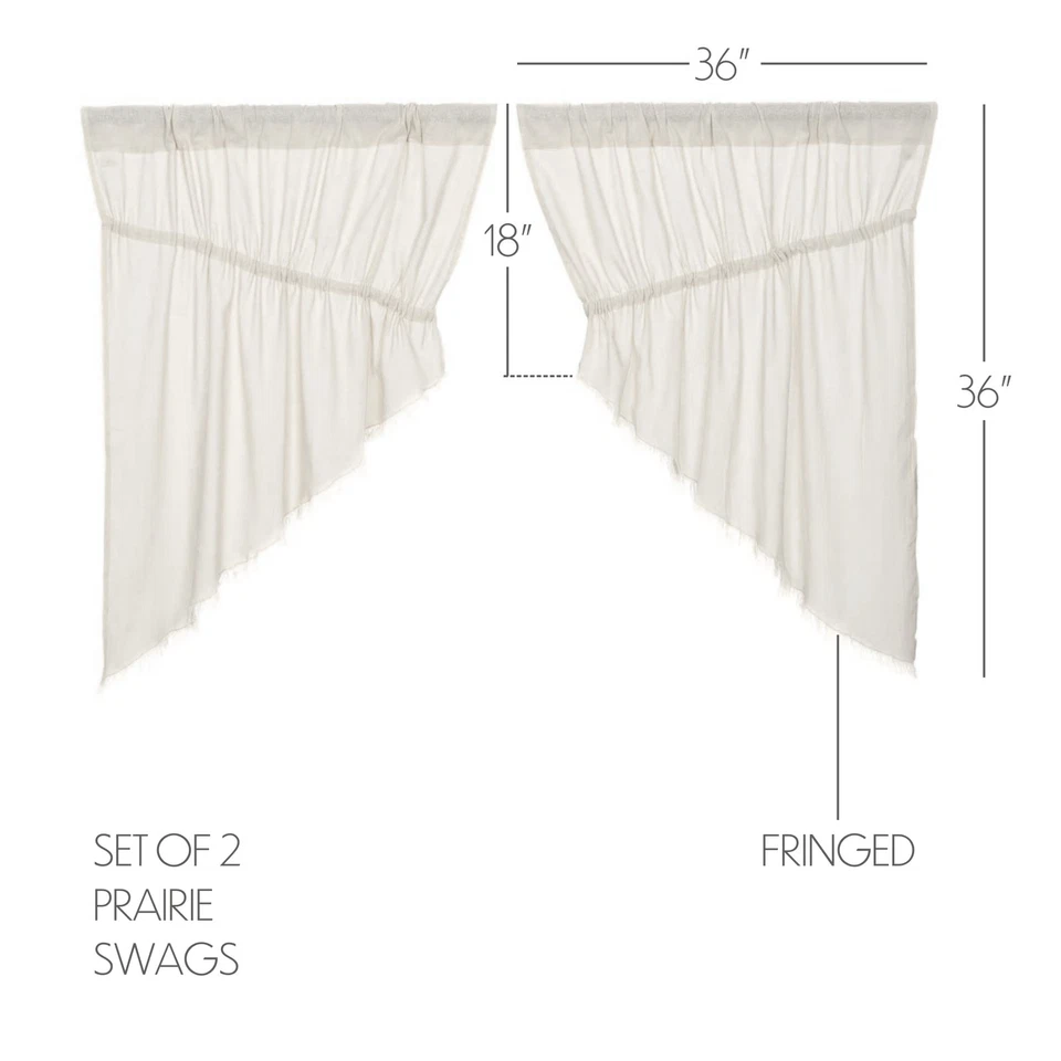 Juego de tela de tabaco blanco antiguo (2 botines de pradera 36x18; 2 niveles 36x36) marcas VHC Foto 3 de 4