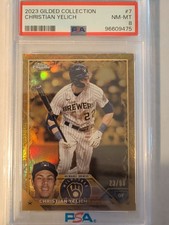 Christian Yelich - 2023 Topps Gilded Collection Gold Etch Refractor 23/99 PSA 8