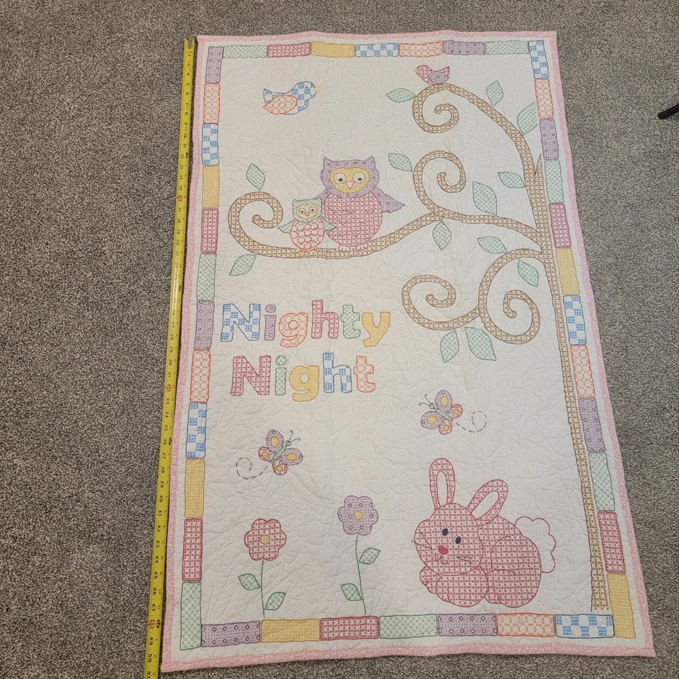 Manta de baby shower hecha a mano de dos caras niña 51 x 32 rosa conejito safari cuna Foto 4 de 4