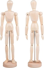 2 Pack 12 Inches Tall Wooden Mannequin Artist Manikin with Stand - Great for Dra