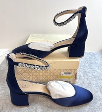 New Jewel Badgley Mischka Women's Cathleen Navy Rhinestone Pumps / Size 11