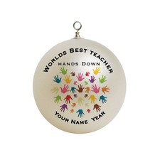 Personalized Worlds Best teacher Christmas Ornament Custom Gift 4