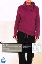 Hochwertiger Damen Wellness Anzug 2-TLG. Sweatshirt Hausanzug Lila M