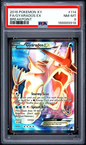 2016 POKEMON XY BREAKPOINT #114 FULL ART/GYARADOS EX PSA 8