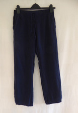 Next Petite navy linen mix pull-on Trousers W 27.5 i'lg 27.5" Size 10 P