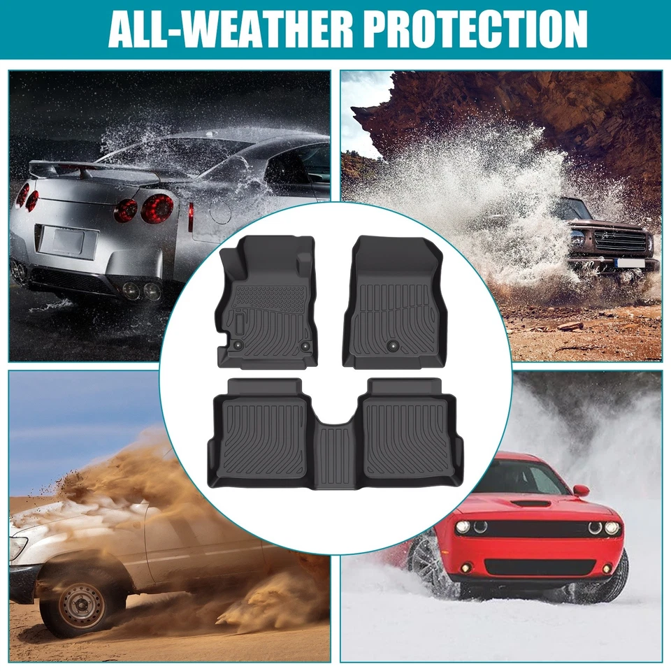 Floor Liner 2 Rows Liner For 2020-2025 Nissan Versa TPE Rubber All Weather Foto 2 de 4